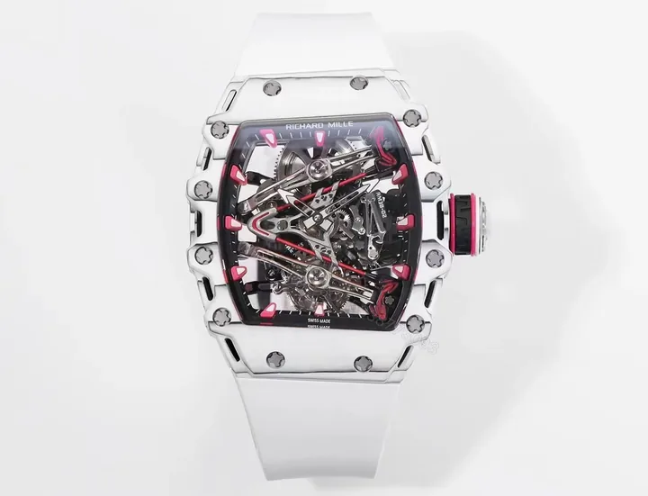View 1 of Richard Mille RM38-02 Tourbillon Bubba Watson Watch Pink Quartz Carbon Fiber Skeleton Dial Manual Winding Movement Premium Edition RM38-02-BW-PINK-TB