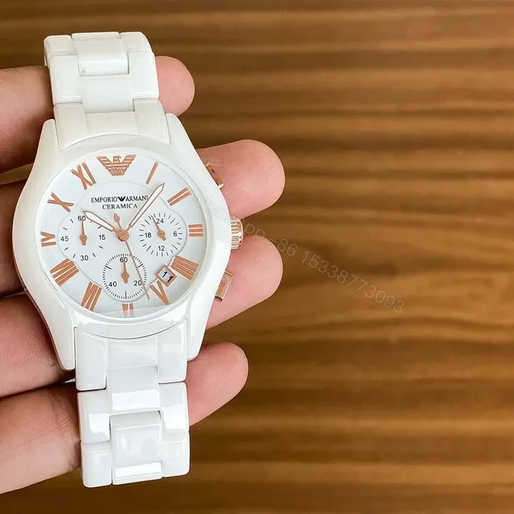View 1 of Armani Men Watch White Ceramic Analog 40mm