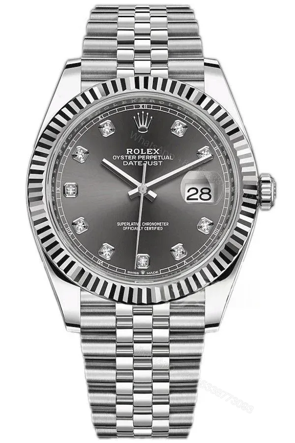 View 1 of Rolex Datejust M126334-0006 1:1 Replica Grey Diamond Dial Jubilee 41MM 3235 Movement Super Clone Watch