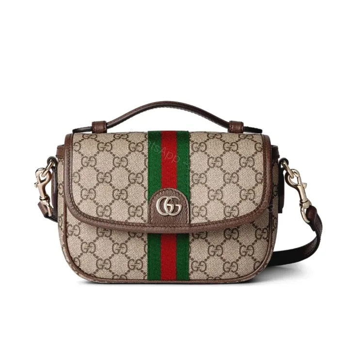 View 1 of Gucci Ophidia Small Top Handle Bag Beige And Dark Brown 20Cm 836843 FAE0J 9867