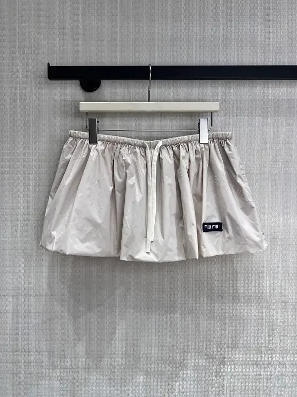 View 1 of Beige Nylon Short Skirt Drawstring Key Feature: Miu Miu Style