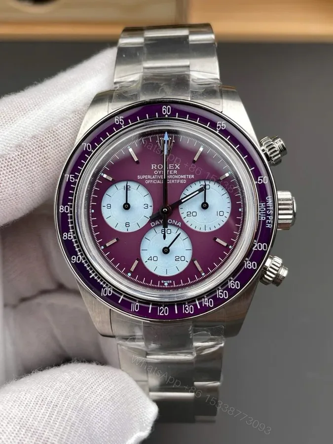 View 1 of Replica Rolex Cosmograph Daytona Yellow Gold Burgundy Dial 40mm