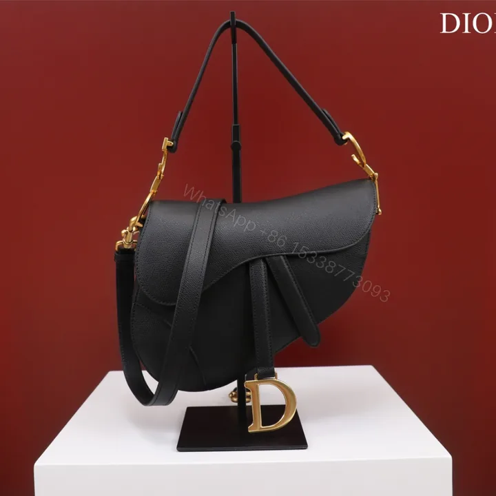 View 1 of Dior Saddle 11 Handbags Black With Lock Yellow Gold 25x20x6.5cm