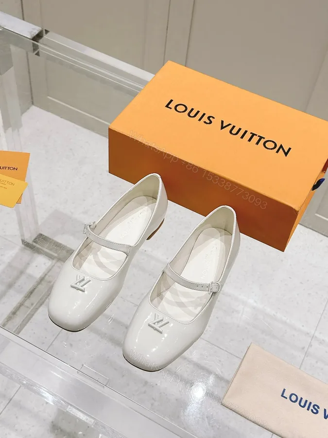View 1 of LV Women White Patent Leather Mary Jane Heels
