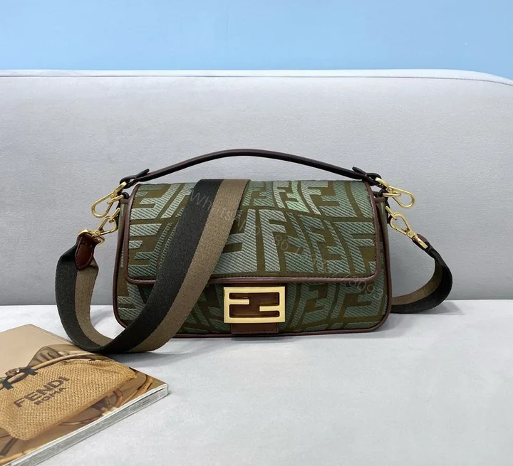 View 1 of Fendi FF Vertigo Canvas Baguette Bag 8BR600