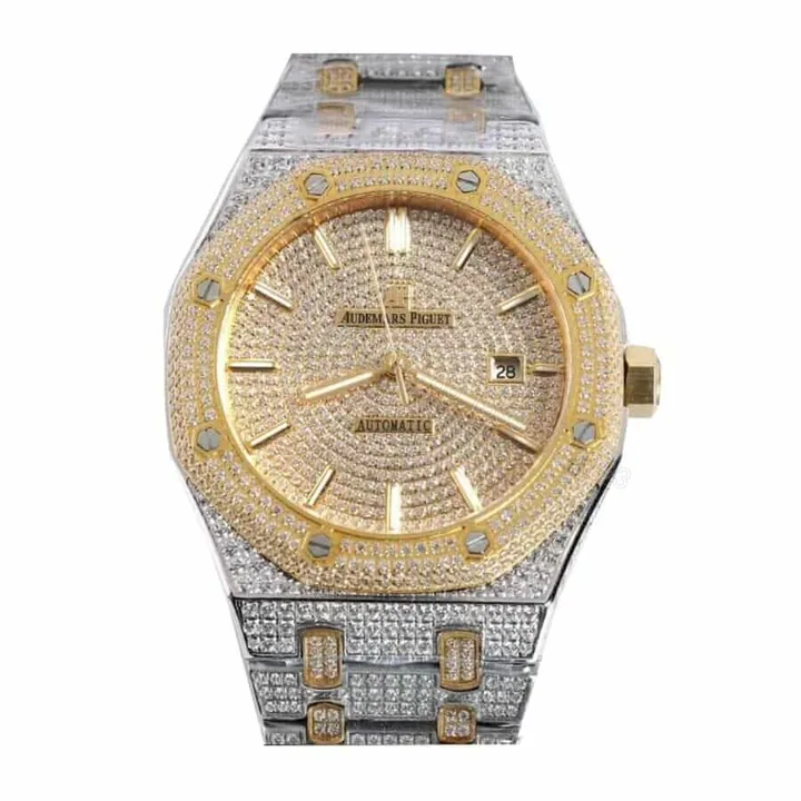 View 1 of Audemars Piguet Royal Oak Iced Out Yellow Gold Super Clone
