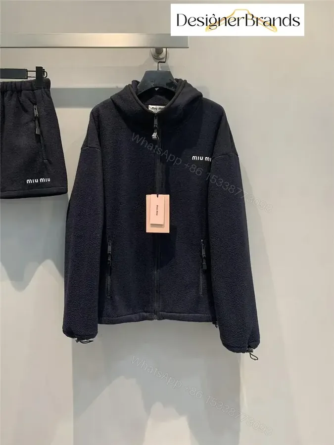 View 1 of Cozy Black Fleece Jacket with Minimalist Luxe Logo, Unisex, Winter-ready