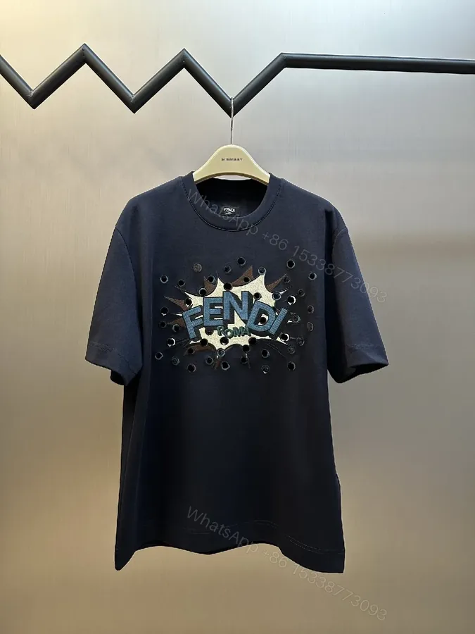 View 1 of Bold Logo Grafitti Tee: Premium Cotton, Cutouts, Navy