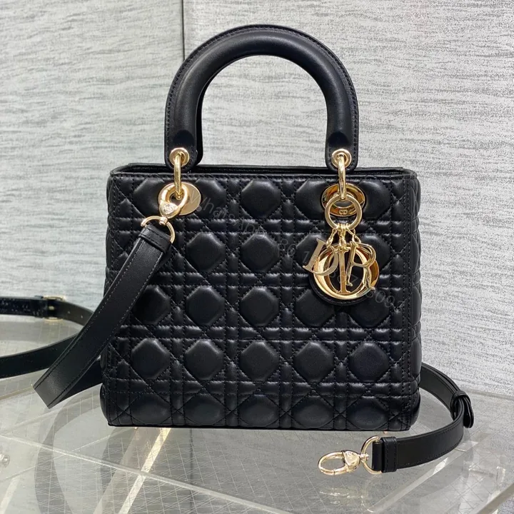 View 1 of DIOR MEDIUM LADY BAG 24 IN BLACK GOLD HARDWARE