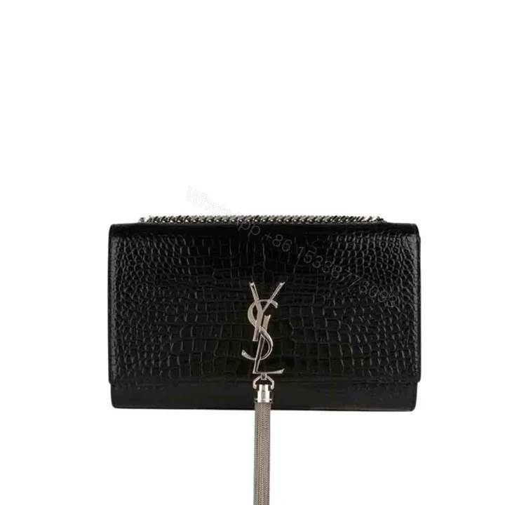 View 1 of Saint Laurent Kate Tassel Silver Hardware Black 19Cm