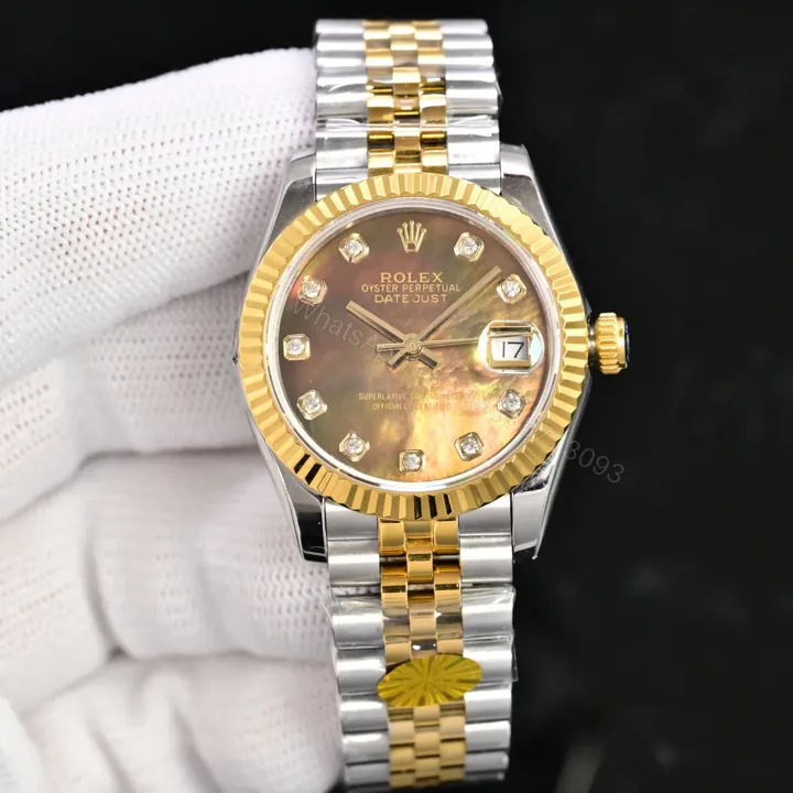 View 1 of Rolex Datejust 31 Stainless Steel Yellow Gold Fluted Black MOP Jubilee 278273-0024