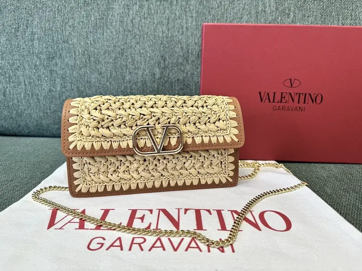 View 1 of Natural Straw-Woven Crossbody with Gold Buckle Strap