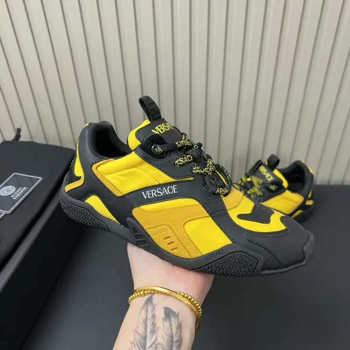 View 1 of Bold Black-Yellow Luxe High-Tops: Versace-Inspired Sneaker