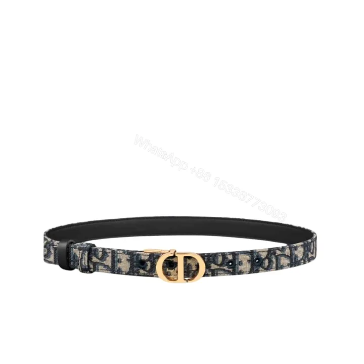 View 1 of DIOR 30 MONTAIGNE REVERSIBLE BELT BLUE IN GOLD 20MM
