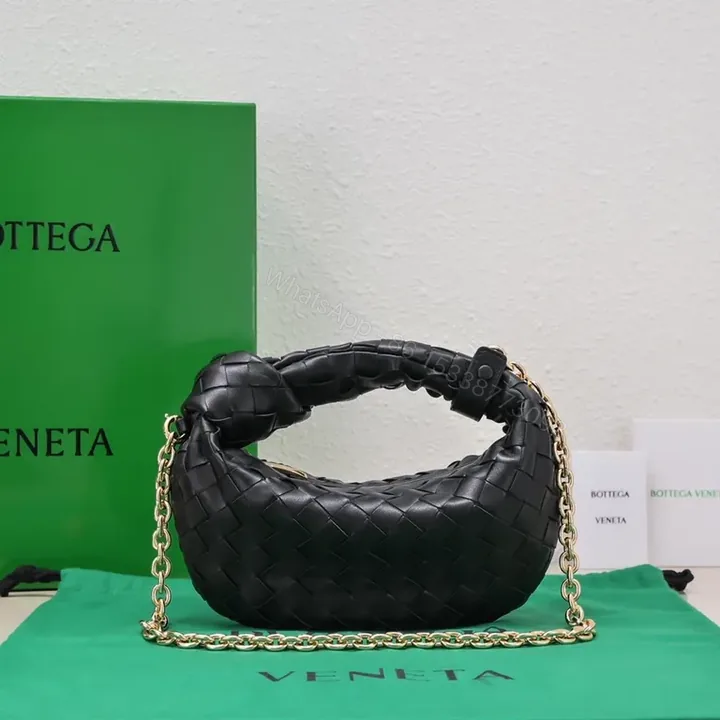 View 1 of Elegant Weave Bag: Luxe Compact, Gold Chain Strap Bag
