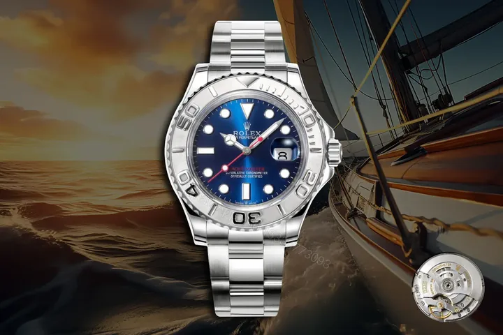 View 1 of Fake Rolex Yacht-Master 40 Blue Dial Platinum Bezel 116622-0002
