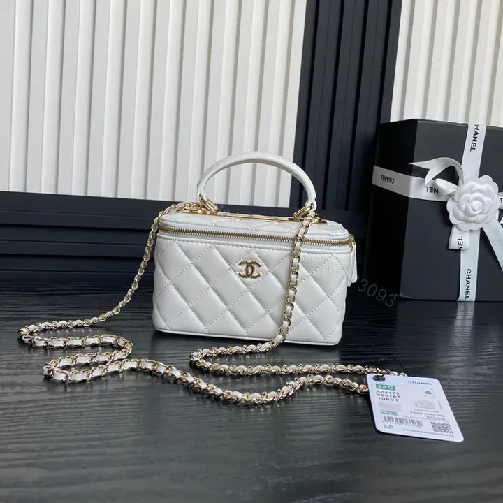 View 1 of Chanel-Inspired Quilted Mini Bag: White, Gold, Luxe Everyday