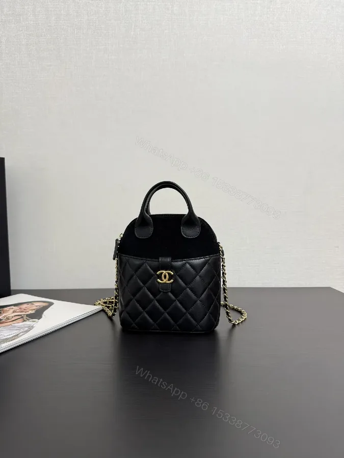 View 1 of Quilted Faux-Leather Mini Handbag with Gold Hardware