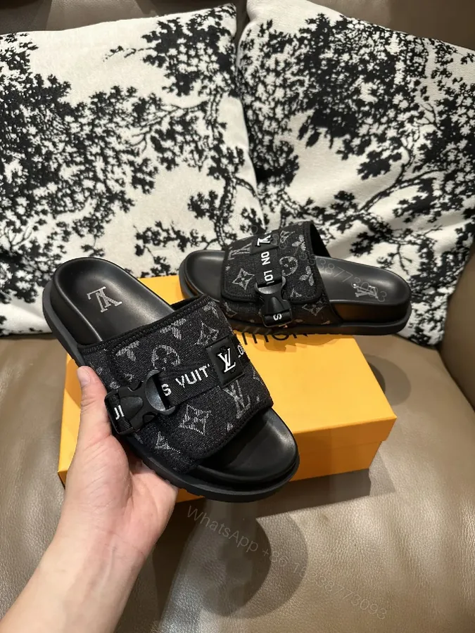 View 1 of Bold Monochrome Slides with Iconic LV Detailing