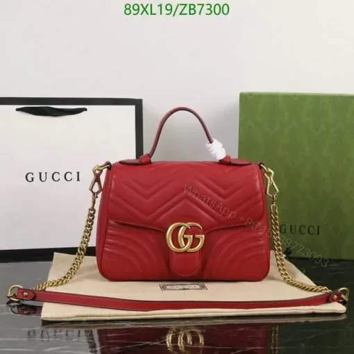 View 1 of Red Gucci Knockoff Leather Shoulder bag LMT982