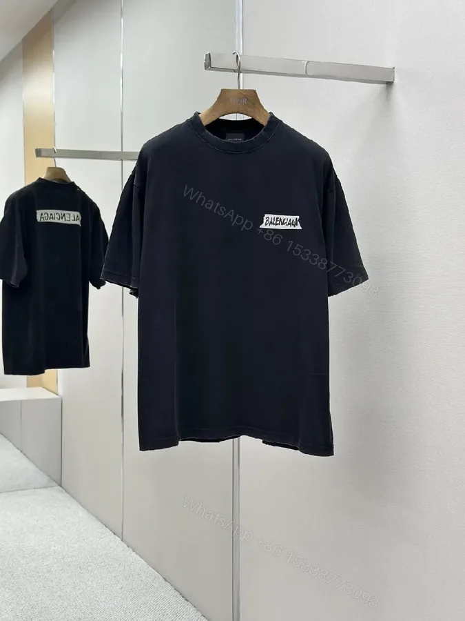 View 1 of Black Cotton Tee Patch Edge Minimalist Logo Tee