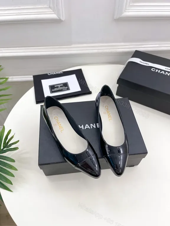 View 1 of Chanel-Style Patent Pointed-Toe Flats â€“ All-Day Comfort