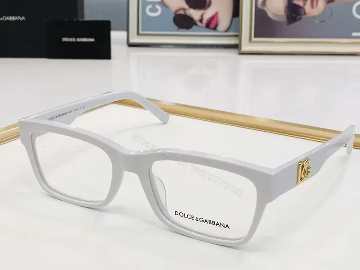 View 1 of White Gloss Rectangular Frames â€” Designer Dolce & Gabbana Luxury Eyewear