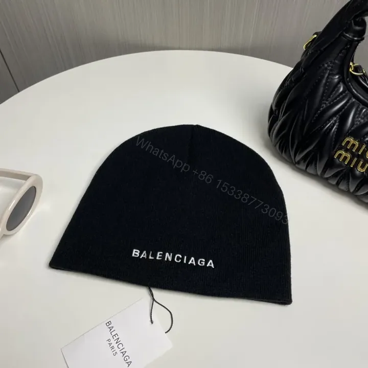View 1 of Subtle Luxury Beanie: Premium Knit, Discreet Balenciaga Logo Beanie