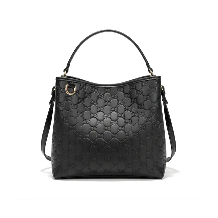 View 1 of Gucci GG Emblem Small Bucket Bag Black 25Cm