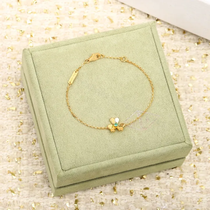 View 1 of 高仿首飾VanCleef&Arpels*RP7SC00三葉草祖母綠黃金手鏈