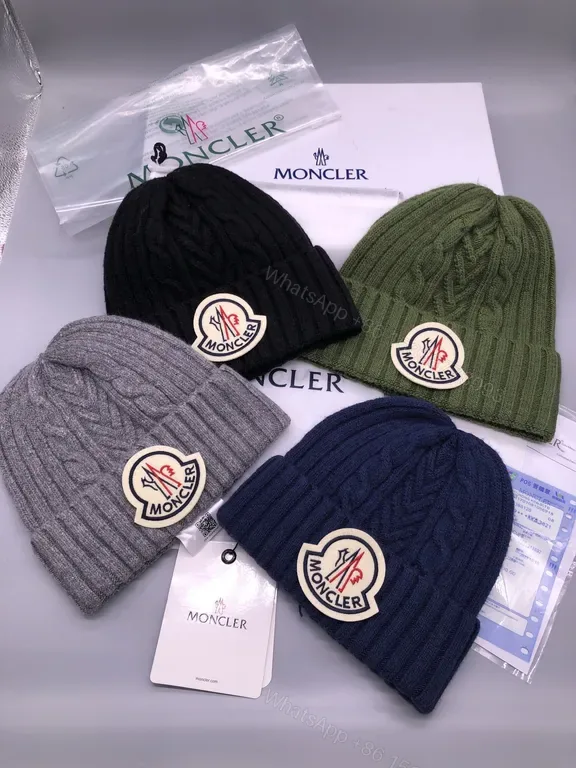 View 1 of Chic Wool Beanie: Luxury Knit with Moncler Badge