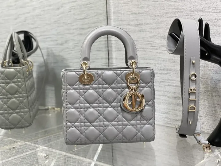 View 1 of Structured Chic Diamond Quilted Handbag - Gold Charms, Crossbody Ready