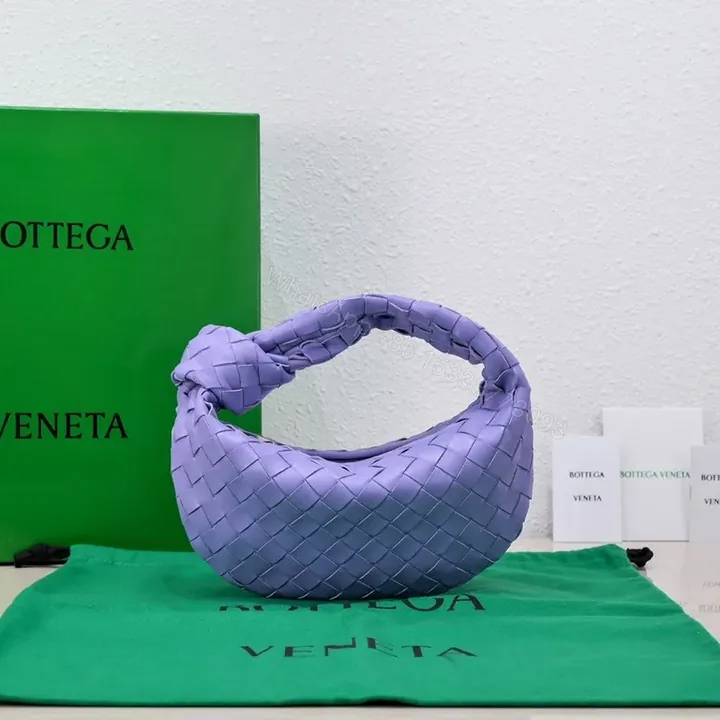 View 1 of Lavender Leather Bag, Knotted Interwoven Texture, Designer-Inspired Tote