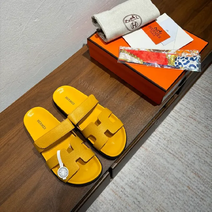 View 1 of Sunny Yellow Leather-Style Sandals with Signature Cutouts