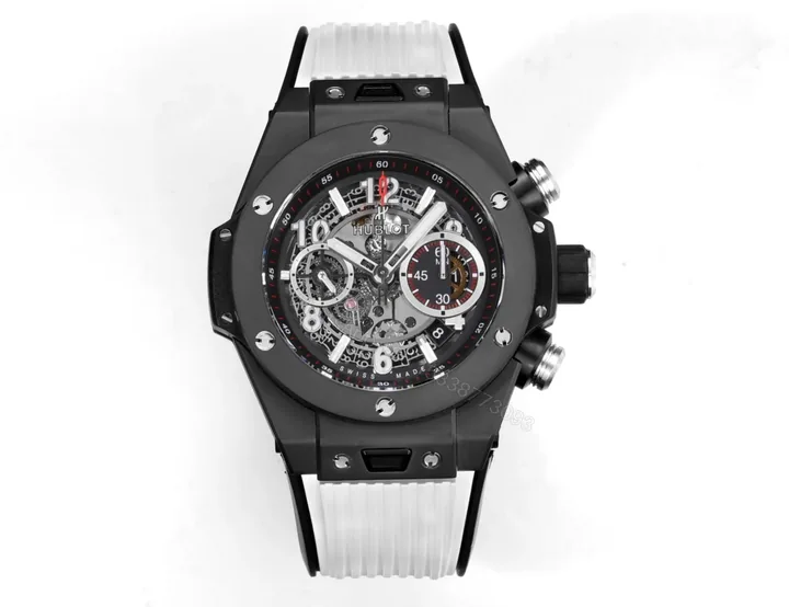 View 1 of Hublot Big Bang Ceramic Replica 45MM Premium Black Case White Rubber Strap Edition RG-HUBLOT-CERAMIC-WHITE-45