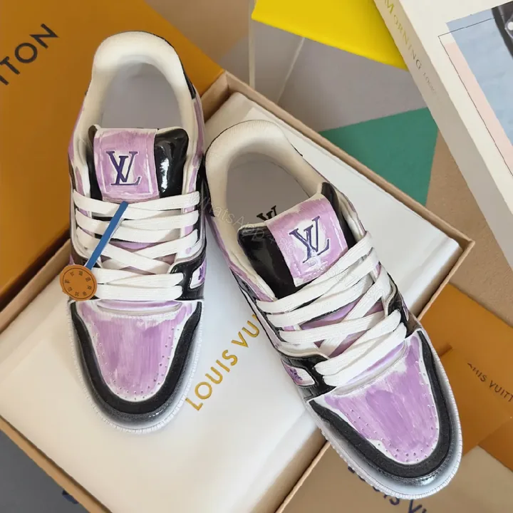View 1 of Lilac Leather Luxe Sneaker: Playful City-Ready Comfort