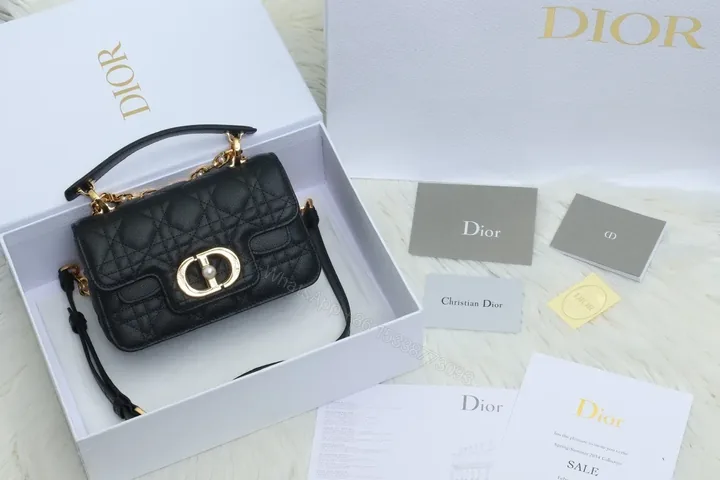 View 1 of Black Micro-Quilt Leather Shoulder Bag with Gold Hardware