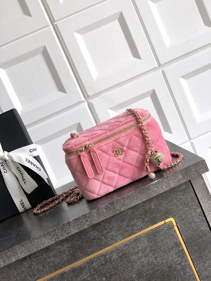 View 1 of Soft Pink Quilted Crossbody: Modern Couture-Inspired Charm