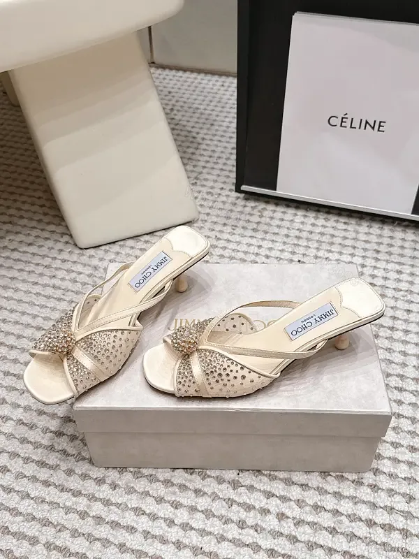 View 1 of Cream satin crystal-embellished kitten-heel sandals for luxury occasions