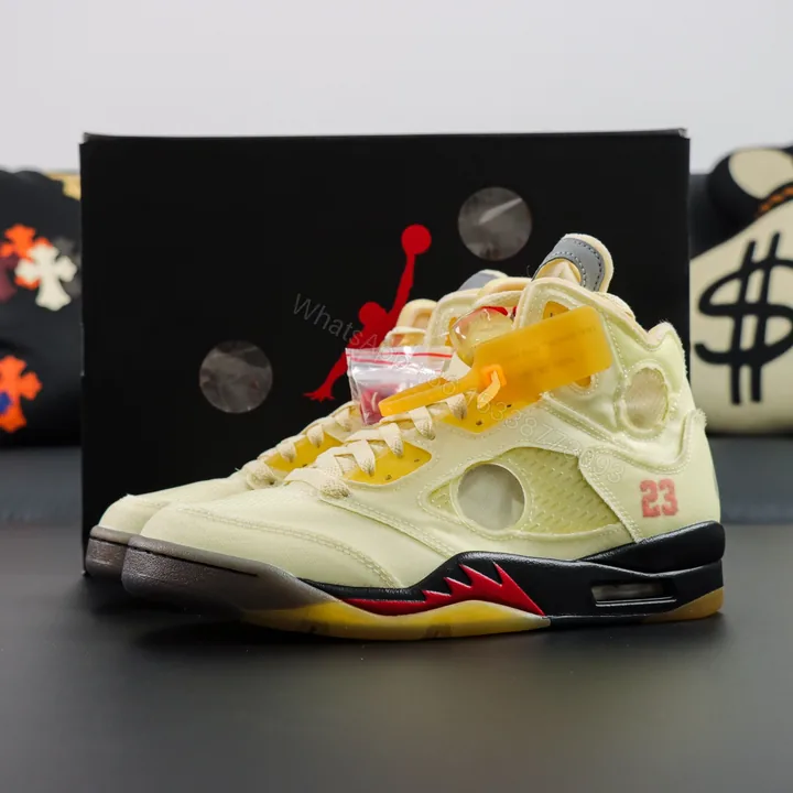 View 1 of Air Jordan 5 Retro Off White Sail Reps