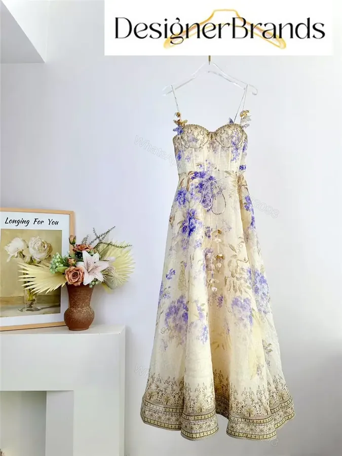View 1 of Zimmermann Picnic Floral Linen-Silk Blend Slip Dress