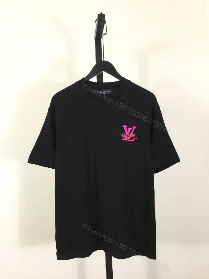 View 1 of Black Cotton Monogram Tee – Bold Luxe Streetwear Top