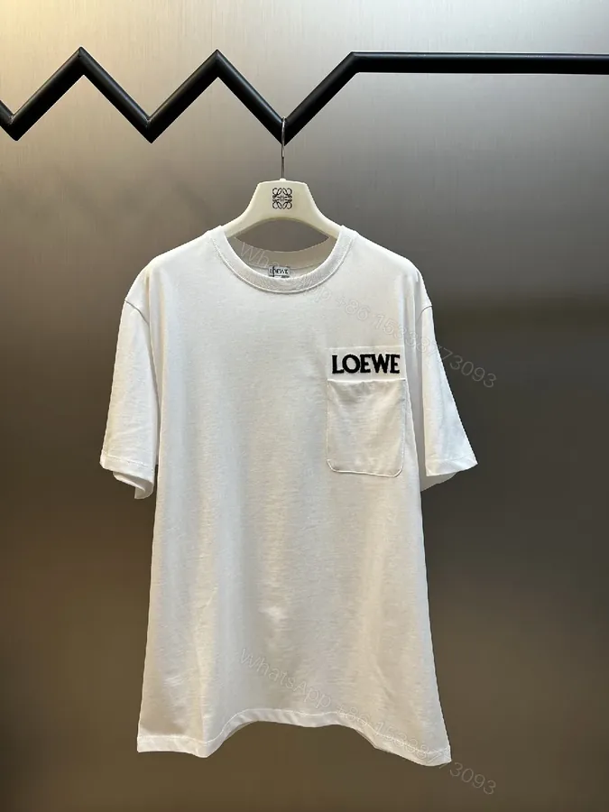 View 1 of White Cotton Tee Dress, Minimalist, LOEWE-inspired Pocket