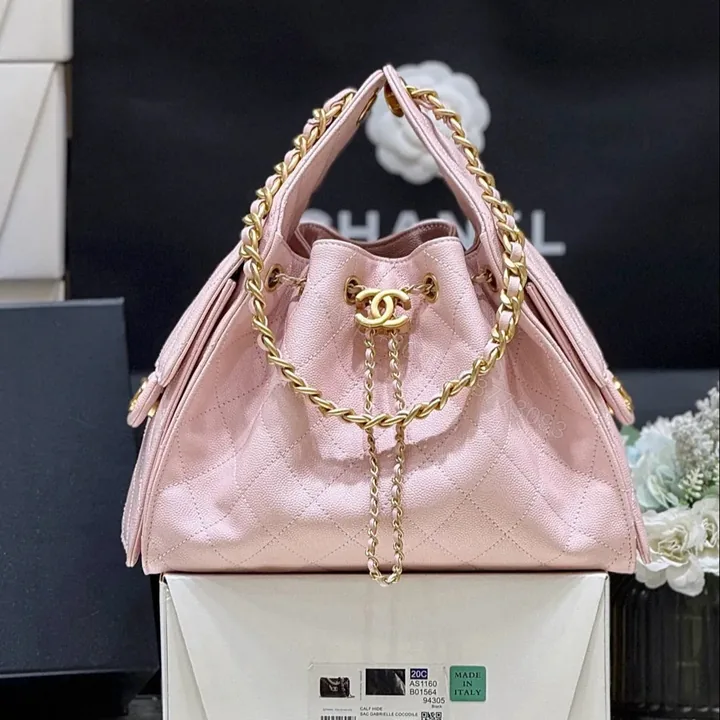 View 1 of CHANEL 25 HANDBAG IN PASTEL PINK WITH GOLD HARDWARE