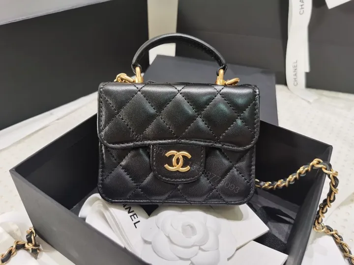 View 1 of Chic Quilted Mini Bag with Gold Chain - Compact Luxury