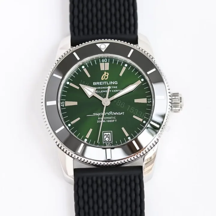View 1 of Breitling Superocean Heritage Green Rubber Replica 42MM Premium B20 Diver Edition AB2010121L1S1