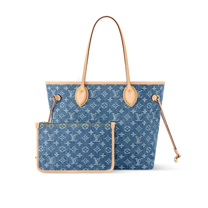 View 1 of Louis Vuitton Neverfull MM Bag Denim Blue 31Cm M13192