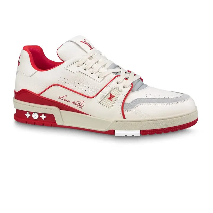 View 1 of LOUIS VUITTON LV TRAINER SNEAKERS IN WHITE AND RED – LSVT354