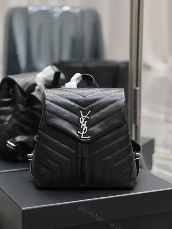 View 1 of Chic Quilted Backpack with YSL Emblem - Luxury Everyday Carry