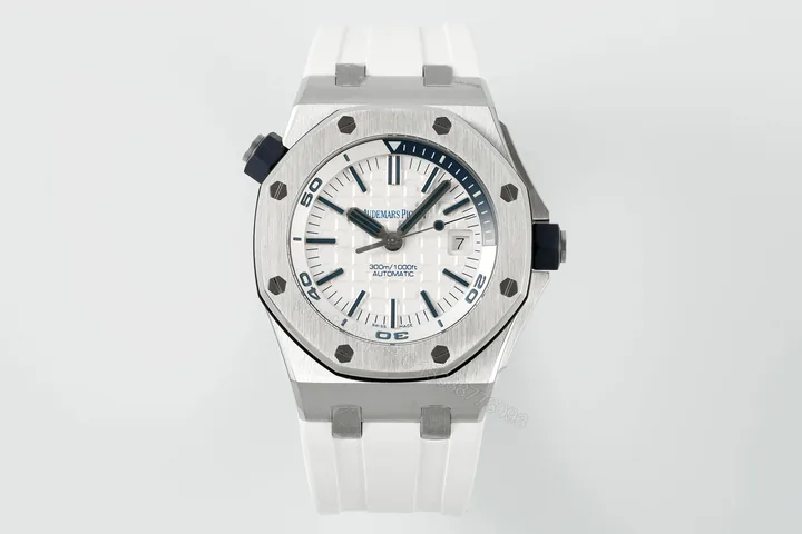View 1 of Royal Oak Offshore Diver 15710 APSF 1:1 Best Edition White Checkered Dial on White Rubber Strap Super Clone